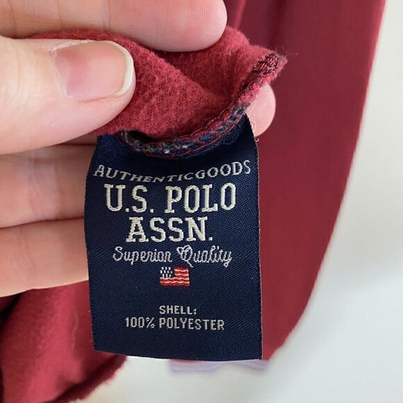 US Polo Assn Burgundy Full Zip Varsity Jacket Size Large - Picture 6 of 8